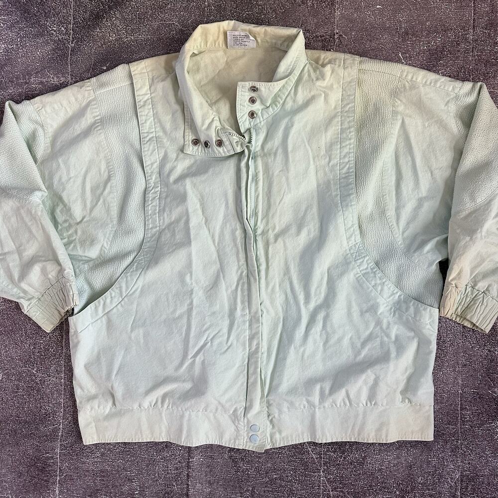 Men's Vintage 90's Daniel Pastel Light Mint Blue Full Zip Up Bomber Jacket Sz XL